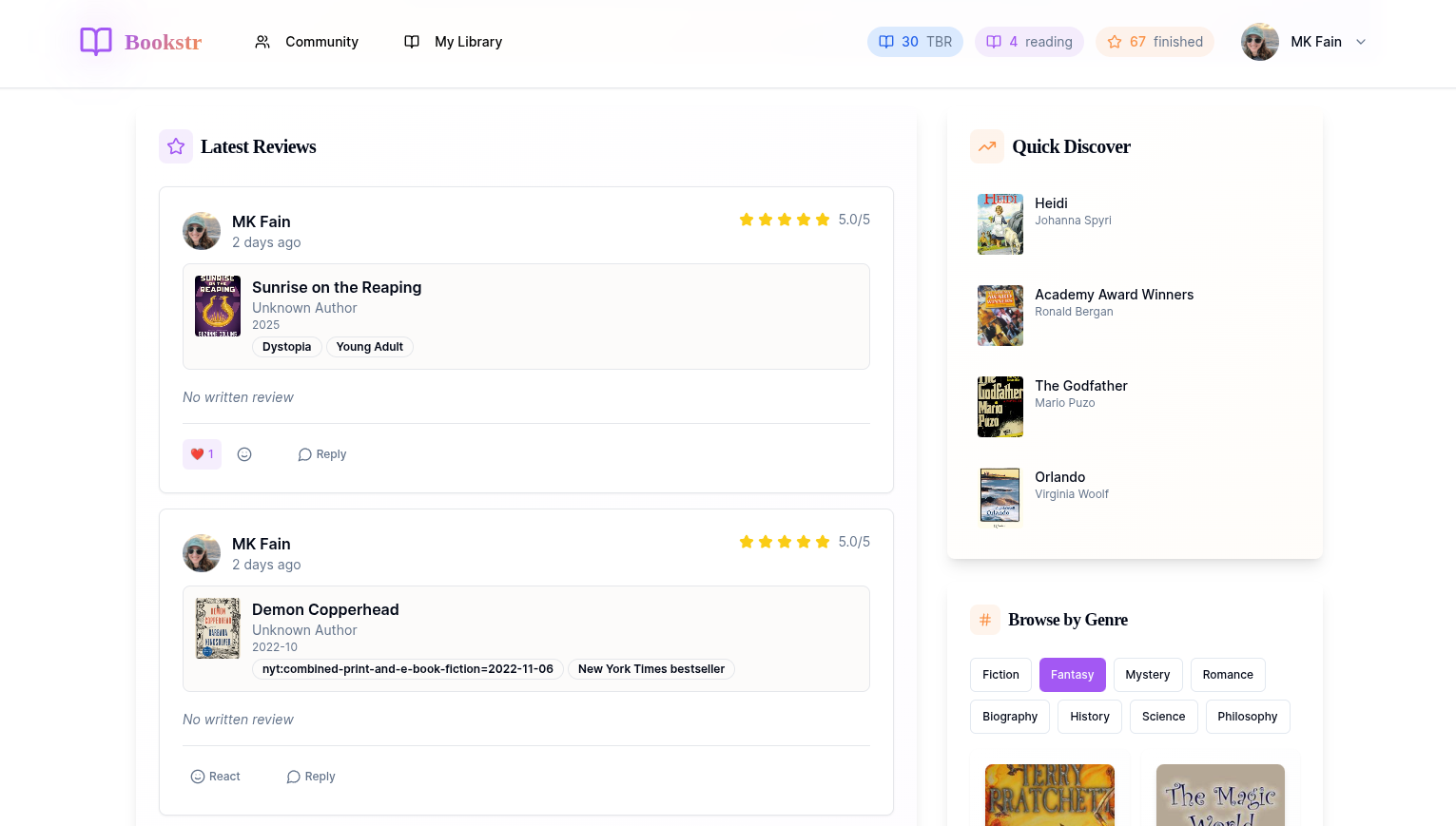 Bookstr screenshot